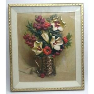 Dimension III Poppies In Pewter Mug By Metalcraft Corp Framed Art Work